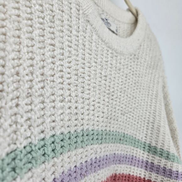 Hollister Oversized Stripe Cropped Knitted Sweater Size SM Kidcore Soft Pastel - Picture 2 of 10